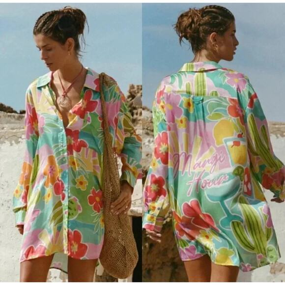 Free People Spell Margi Hour Shirt Dress Size Small - Picture 1 of 5